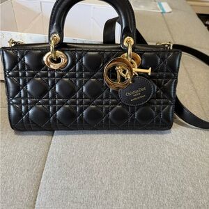 Dior Black and Gold Quilted Shoulder COPY BAG